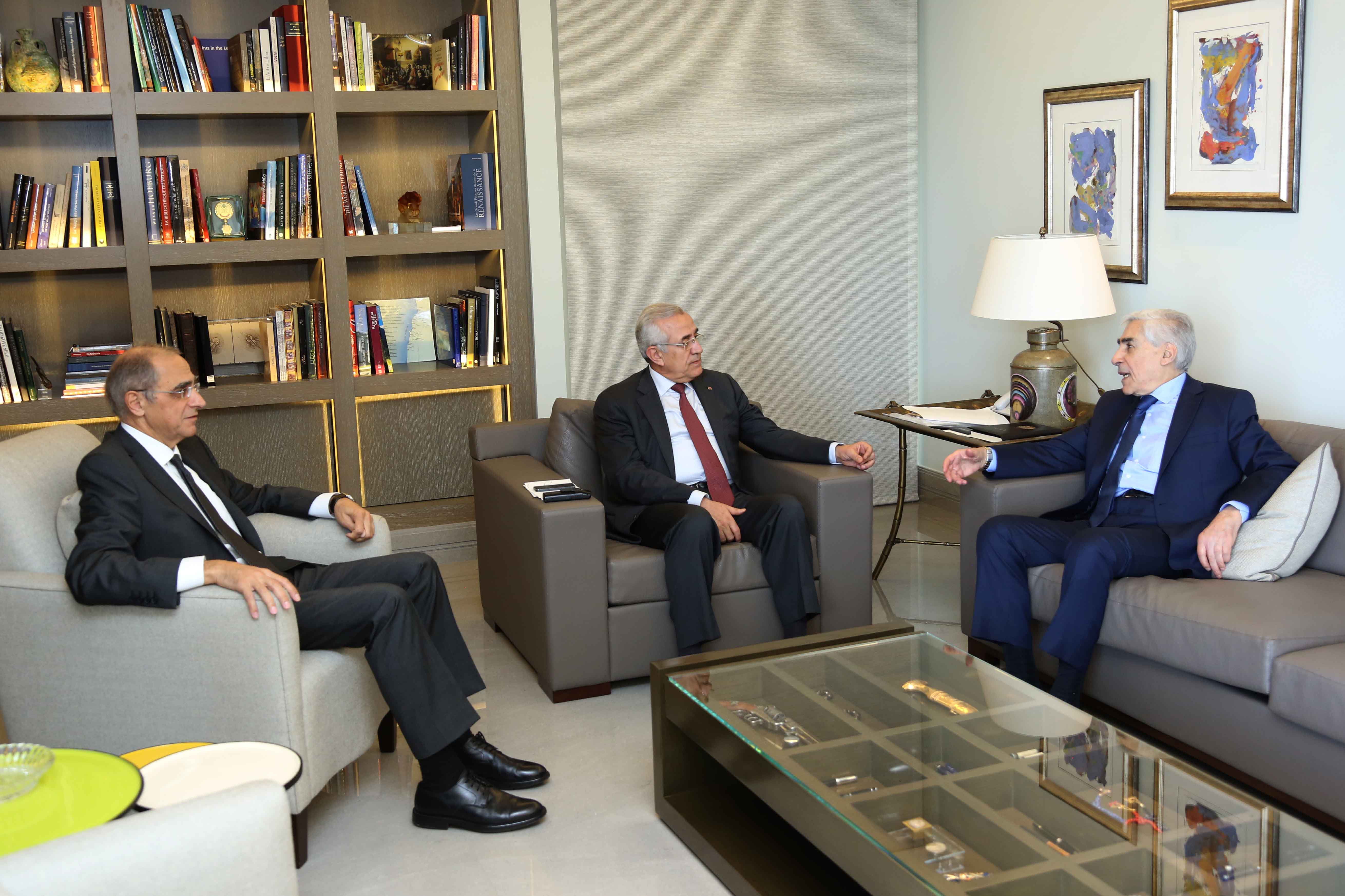 Former President Michel Sleiman Meets MPs Antoine Saad,Henri Helo